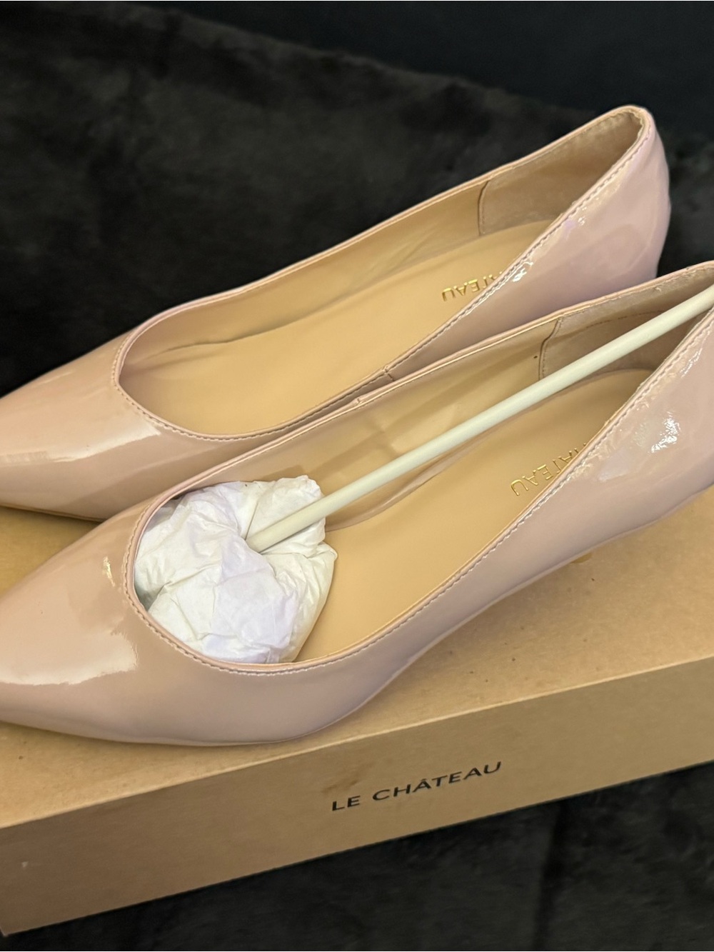 le chateau brand new Nude Blush Patent ,Pointed Toe heels